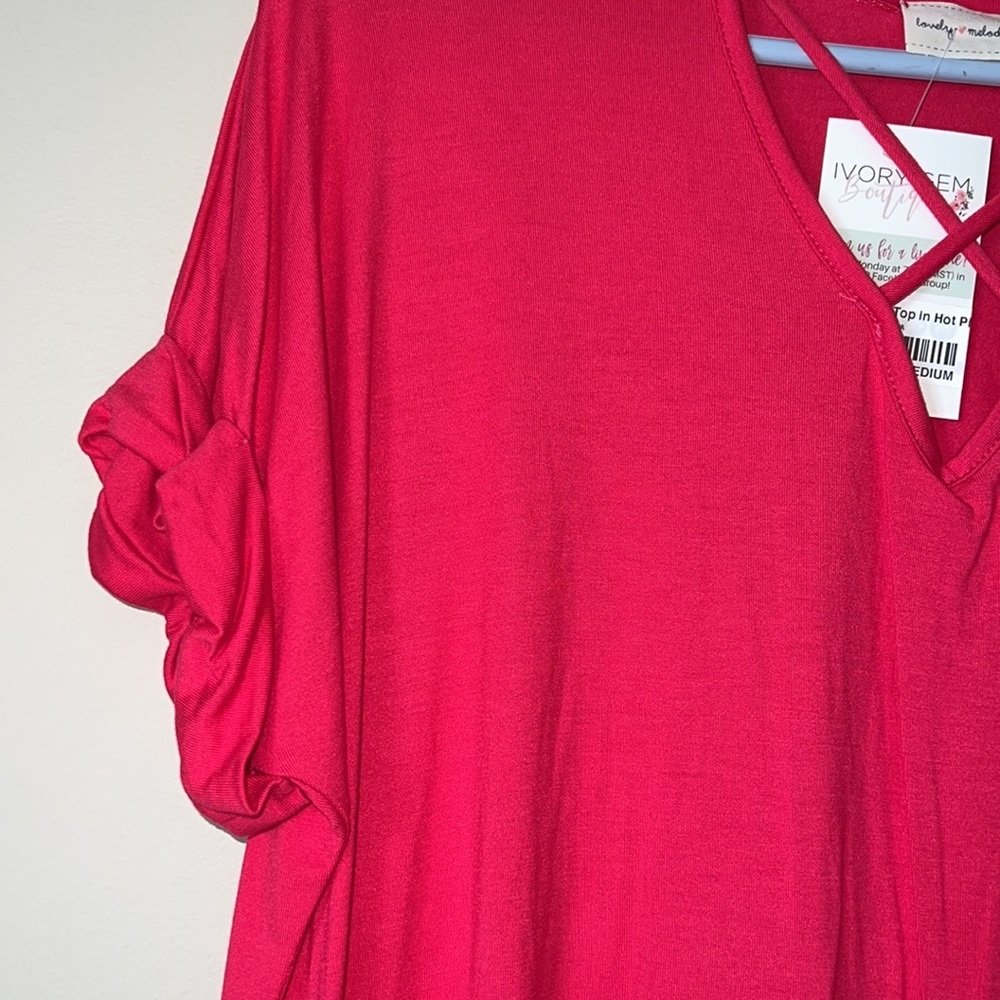Lovely Melody Hot Pink Strappy Choker Tee Medium - Picture 6 of 6
